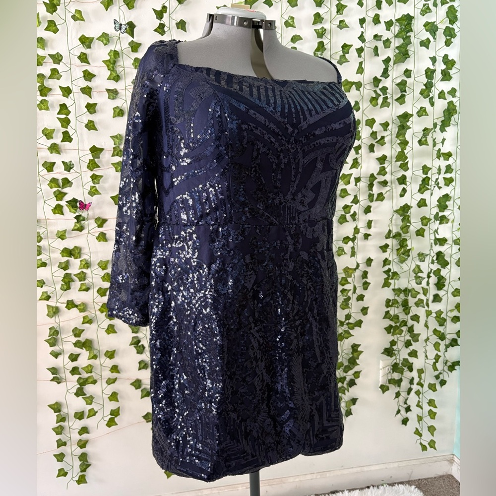 Size 22 navy blue sequined semiformal dress